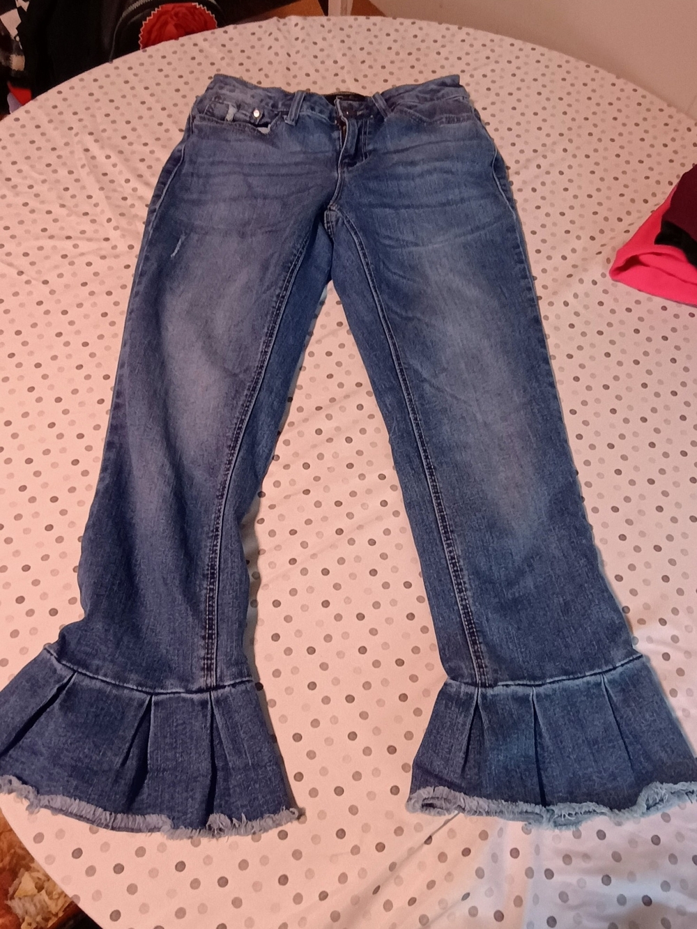 Earl Jeans Blue Ruffle-Hem Flare Jeans